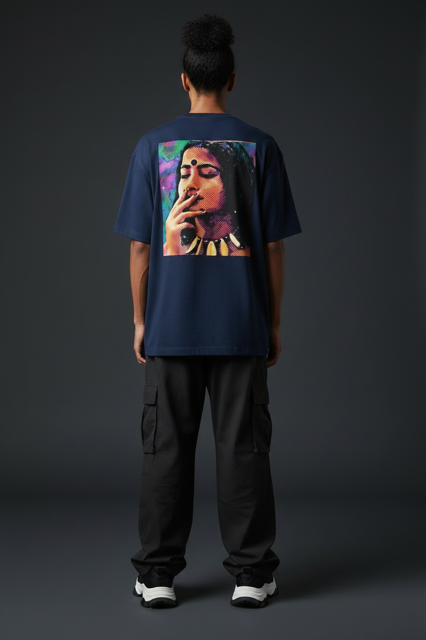 Feminist Graphic Tee — Retro Psychedelic Woman Back Print