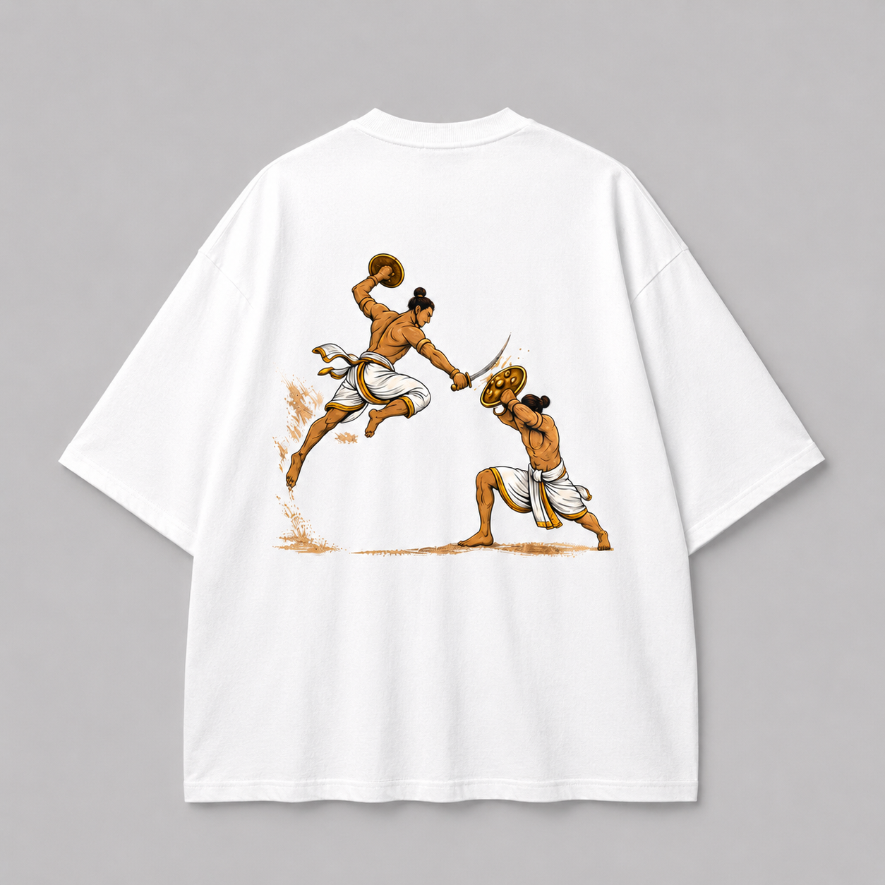 Kalari Tee — Vintage Swordsmen Graphic Oversized T‑Shirt
