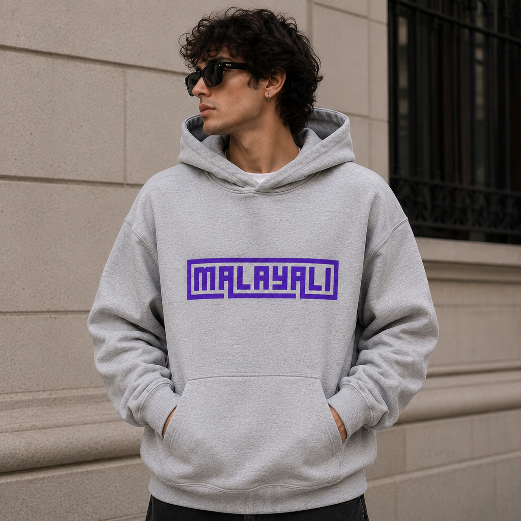 Malayali Hoodie — Minimal Retro Script Pullover