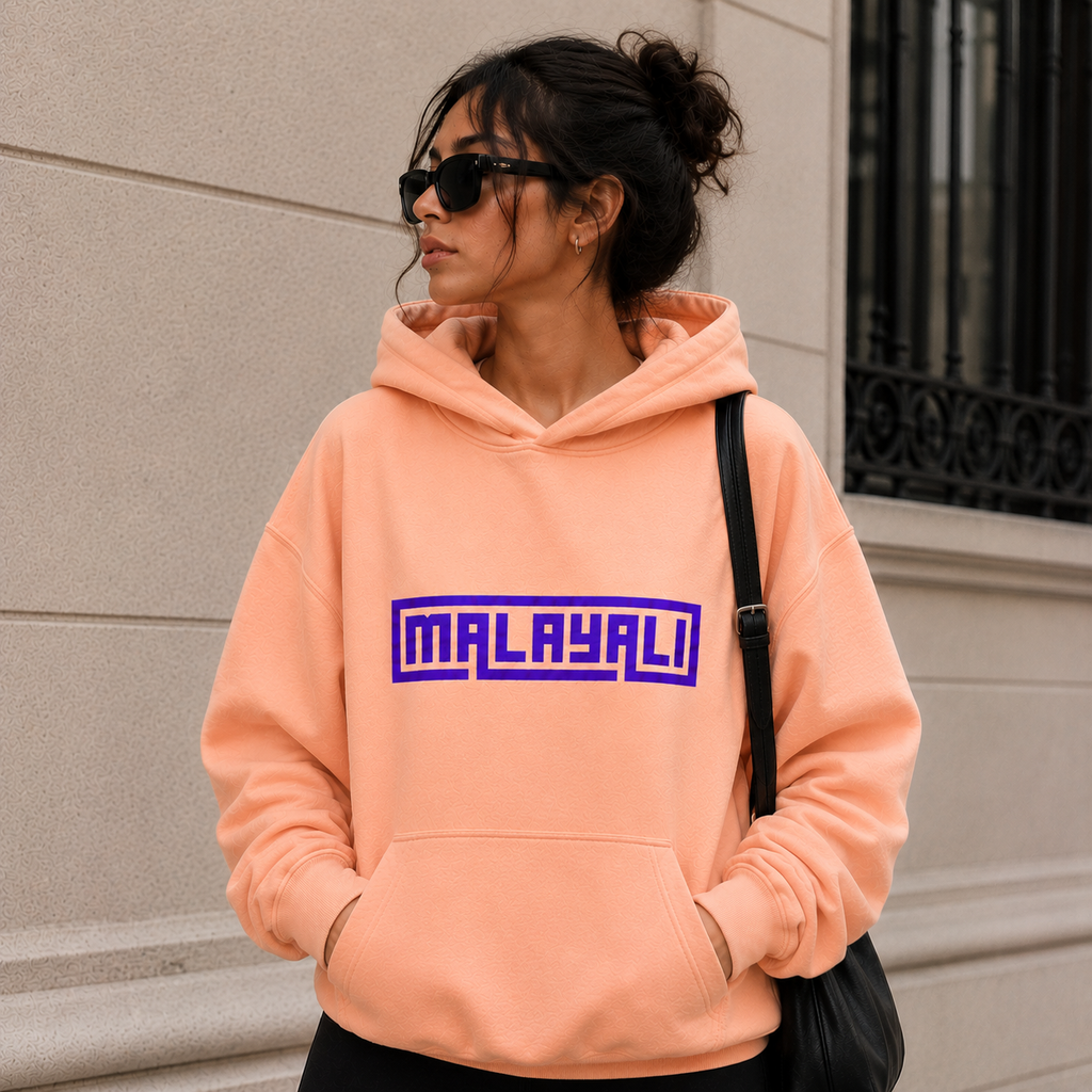 Malayali Hoodie — Minimal Retro Script Pullover