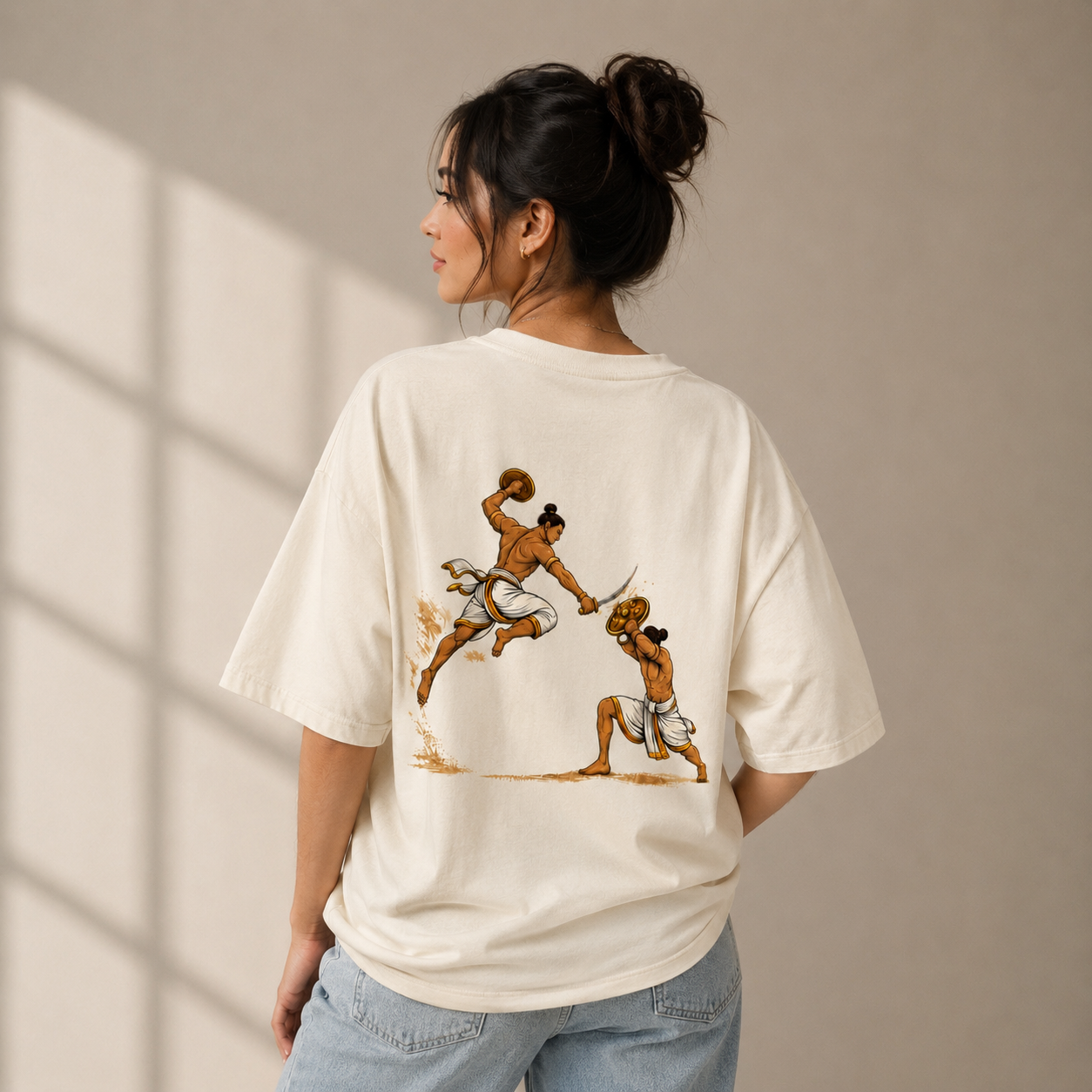 Kalari Tee — Vintage Swordsmen Graphic Oversized T‑Shirt