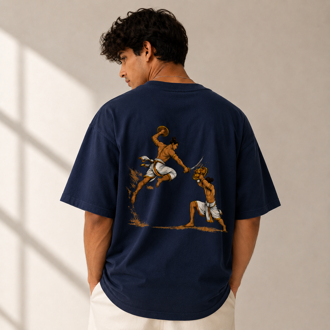 Kalari Tee — Vintage Swordsmen Graphic Oversized T‑Shirt