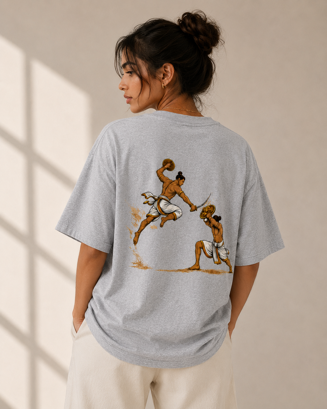 Kalari Tee — Vintage Swordsmen Graphic Oversized T‑Shirt