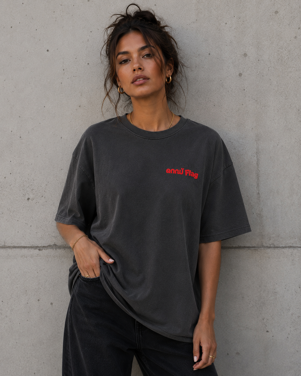 Red Flag T-Shirt — Minimal Red Logo Oversized Tee