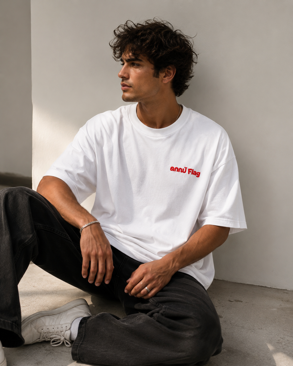 Red Flag T-Shirt — Minimal Red Logo Oversized Tee