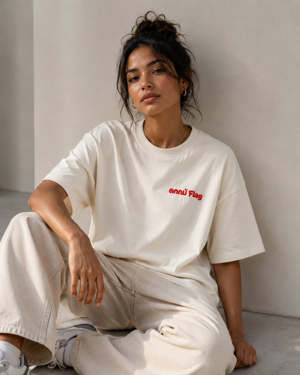 Red Flag T-Shirt — Minimal Red Logo Oversized Tee