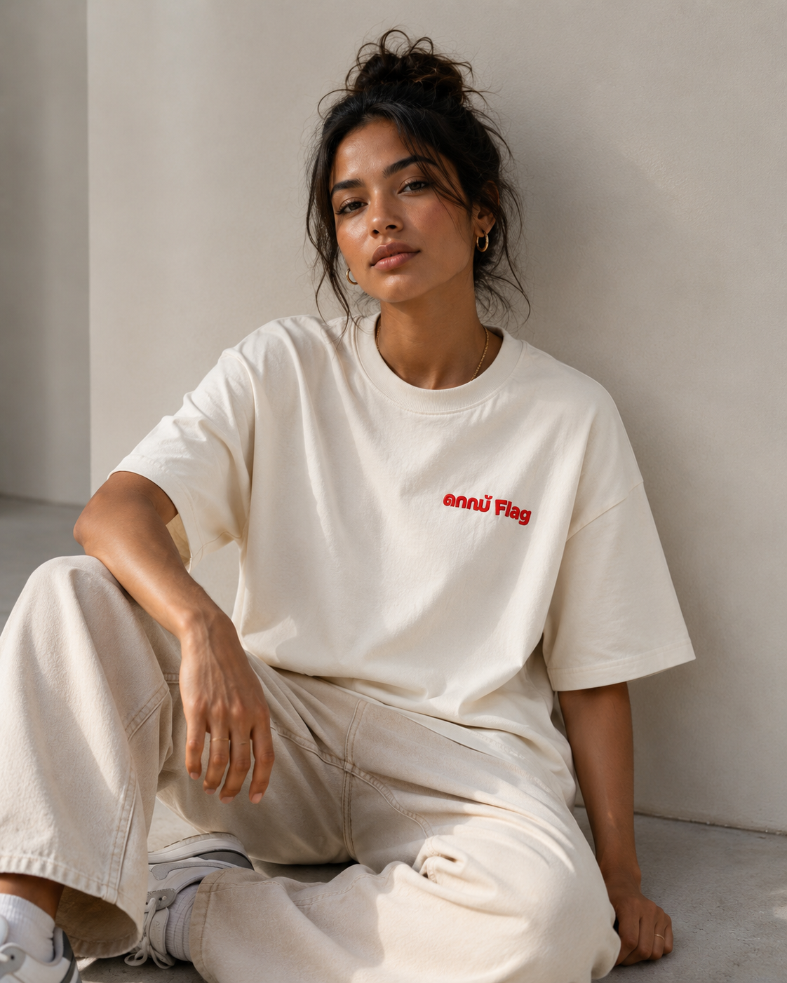 Red Flag T-Shirt — Minimal Red Logo Oversized Tee