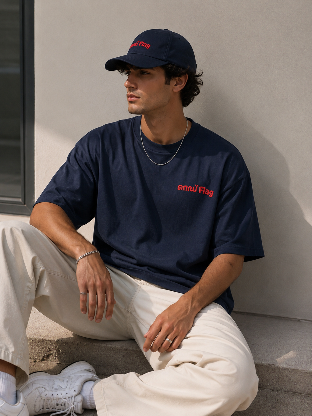 Red Flag T-Shirt — Minimal Red Logo Oversized Tee