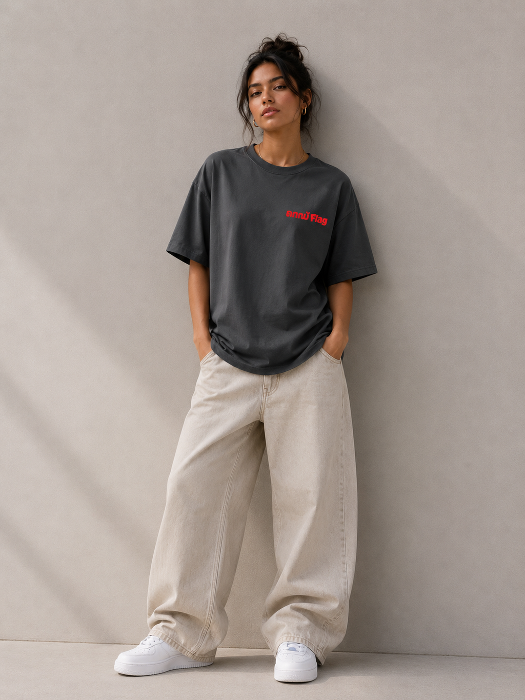 Red Flag T-Shirt — Minimal Red Logo Oversized Tee