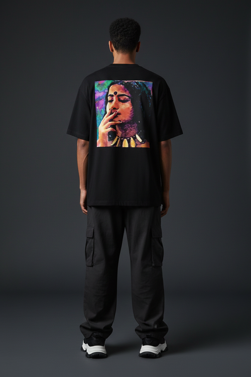 Feminist Graphic Tee — Retro Psychedelic Woman Back Print