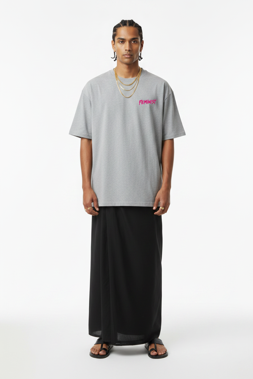 Feminist Graphic Tee — Retro Psychedelic Woman Back Print