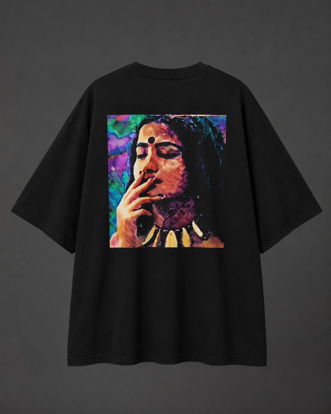 Feminist Graphic Tee — Retro Psychedelic Woman Back Print