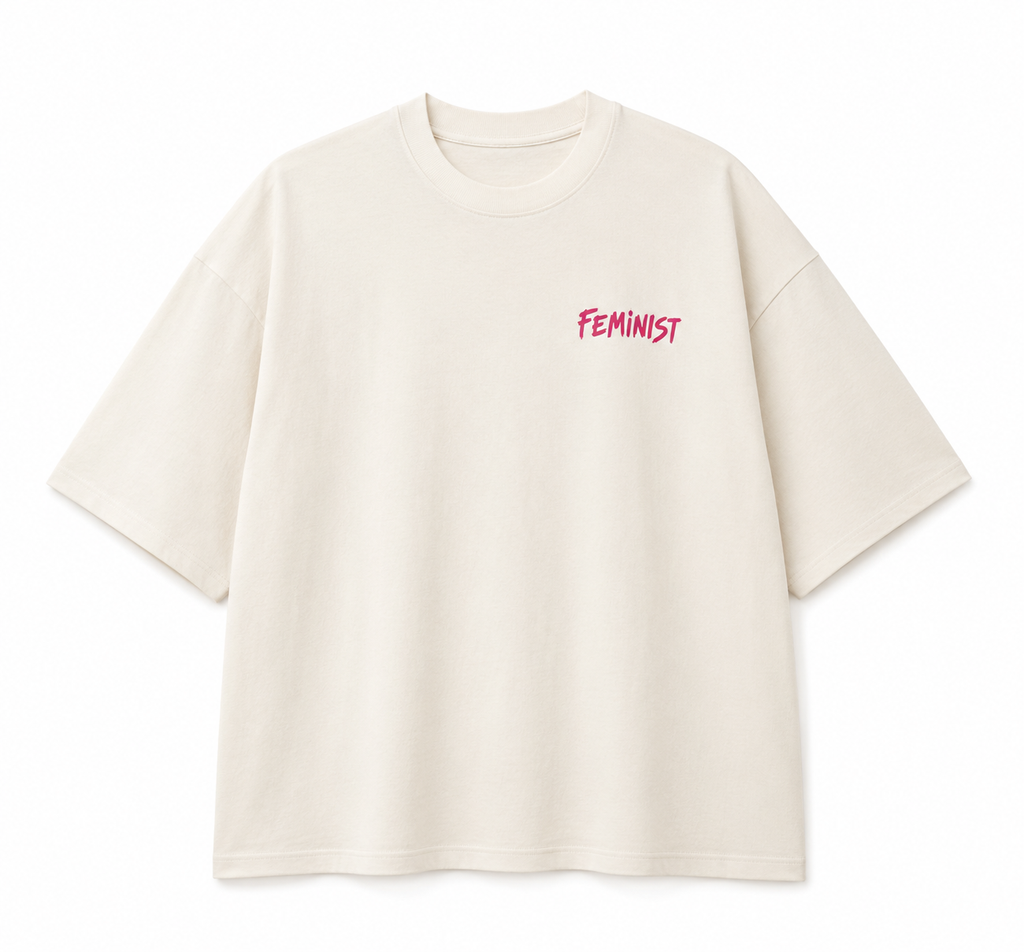 Feminist Graphic Tee — Retro Psychedelic Woman Back Print