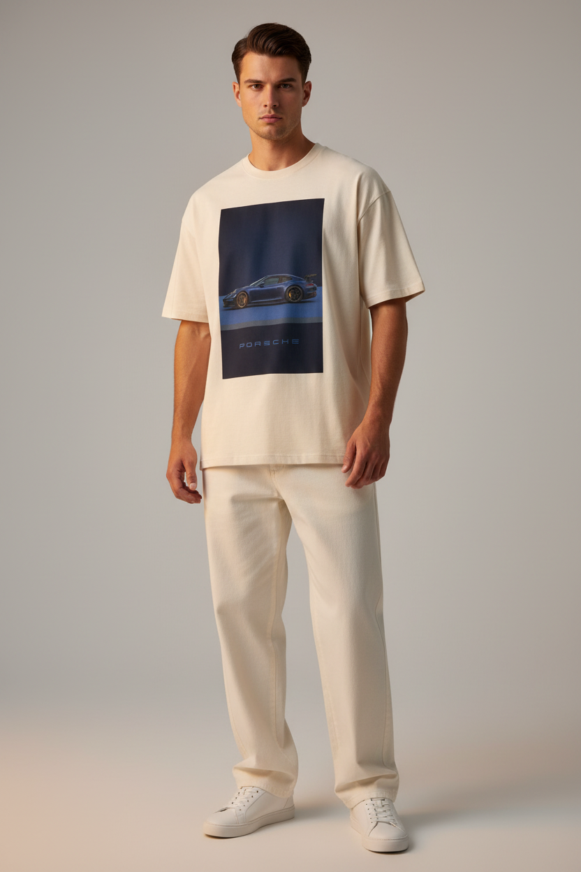 Porsche Sports Car Graphic Tee — Vintage Racer Photo Print