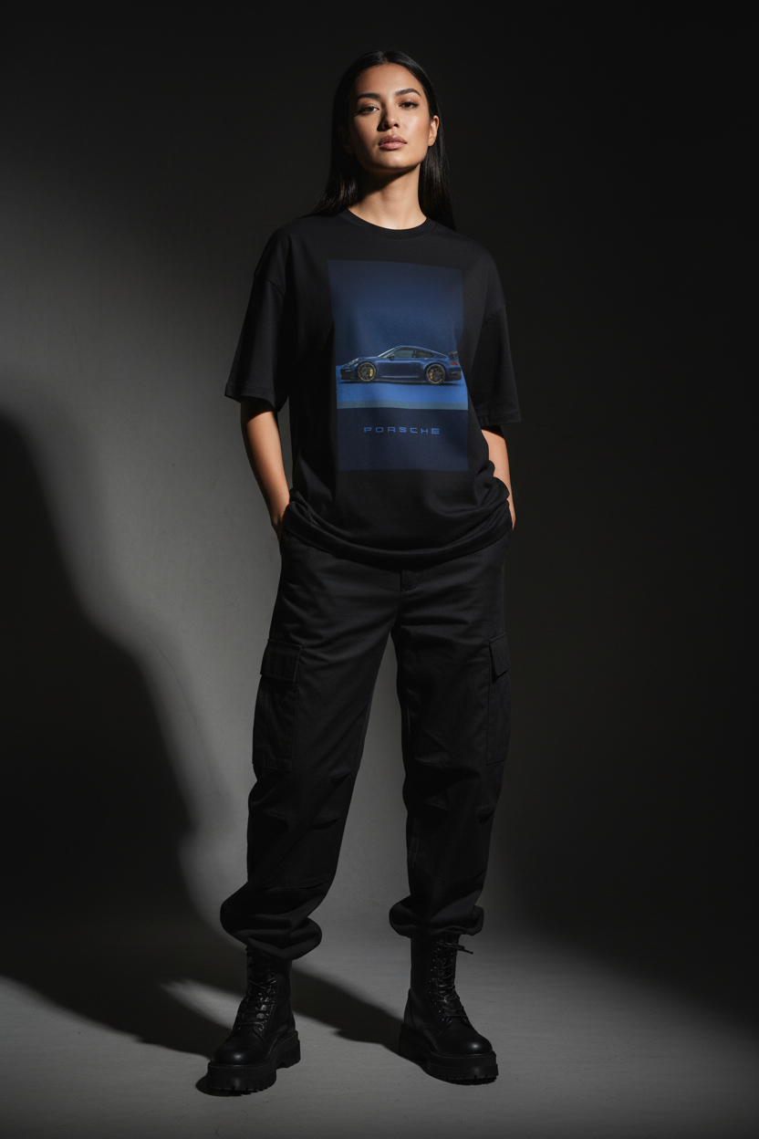 Porsche Sports Car Graphic Tee — Vintage Racer Photo Print