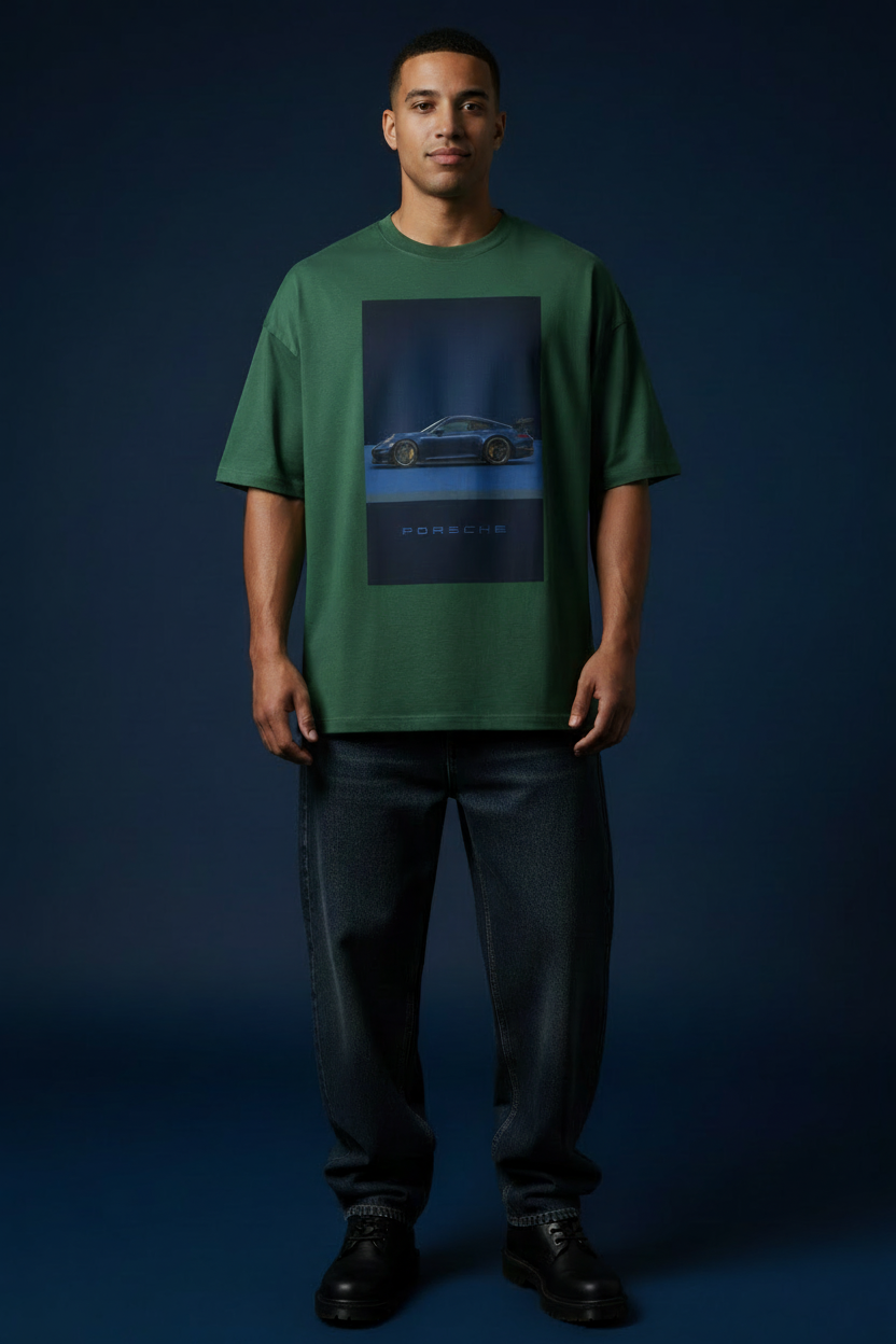 Porsche Sports Car Graphic Tee — Vintage Racer Photo Print