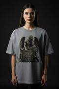 Gothic Angel Statue Tee — "If I Am The Problem You Might Be The Reason" Oversized Boxy T-Shirt