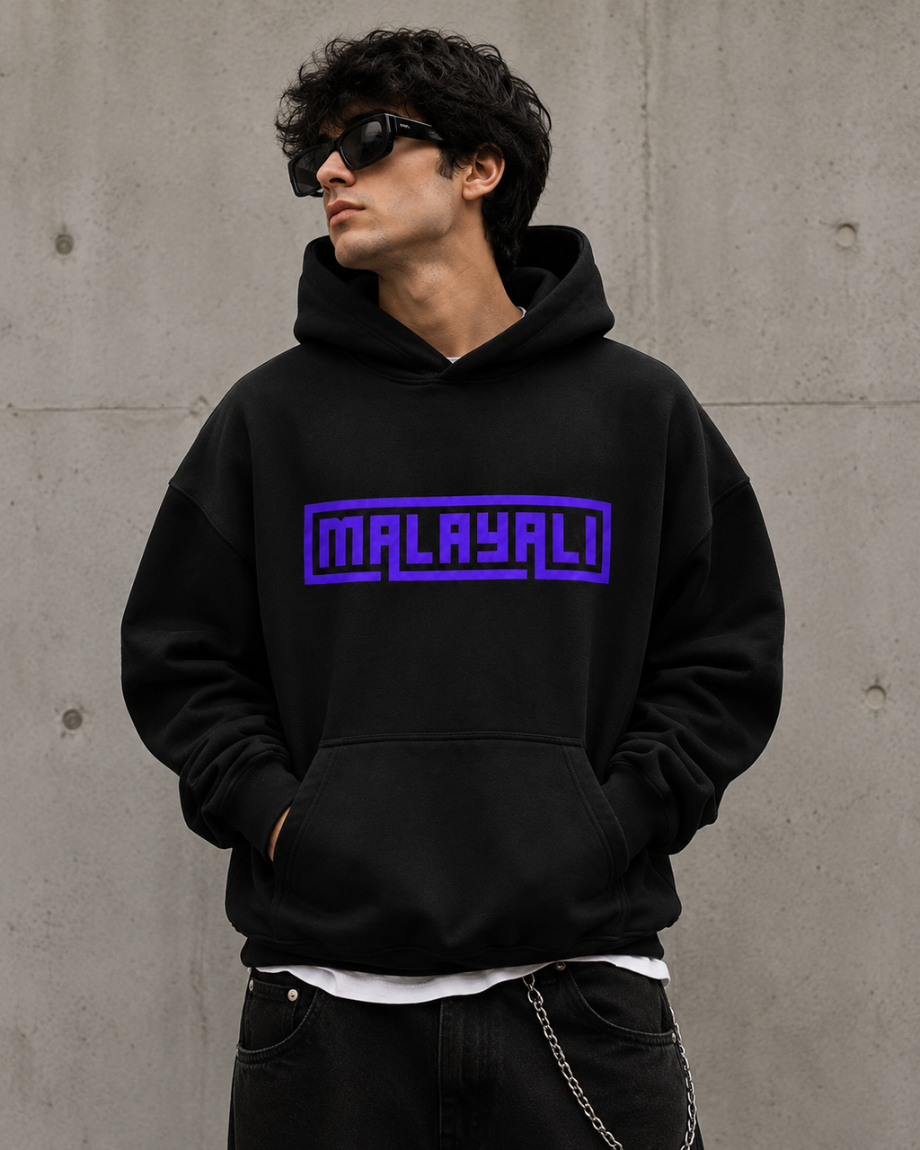 Malayali Hoodie — Minimal Retro Script Pullover