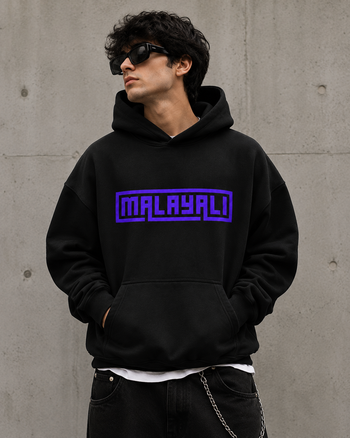 Malayali Hoodie — Minimal Retro Script Pullover