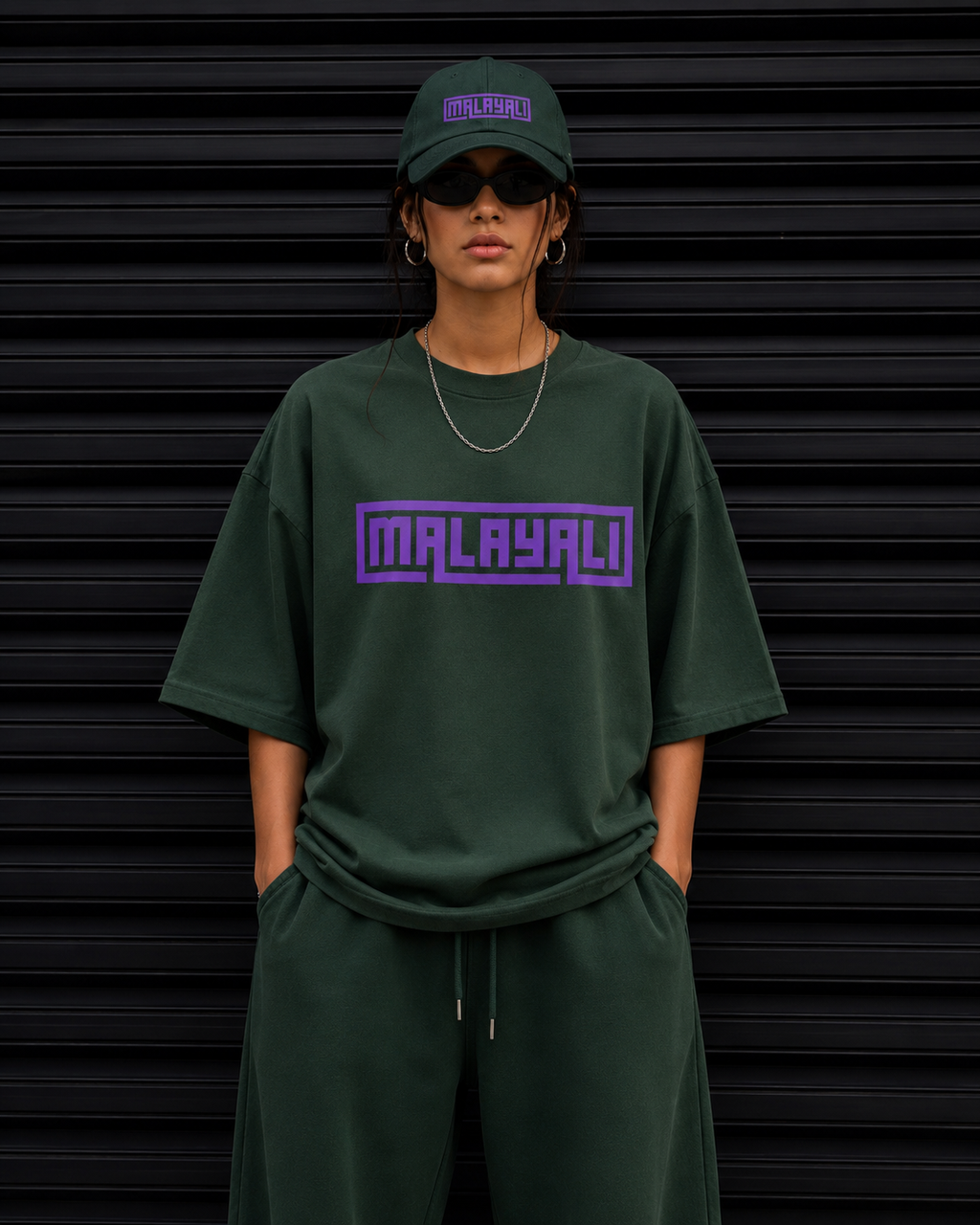 Malayali Graphic Tee — Retro Purple Box Logo T-Shirt