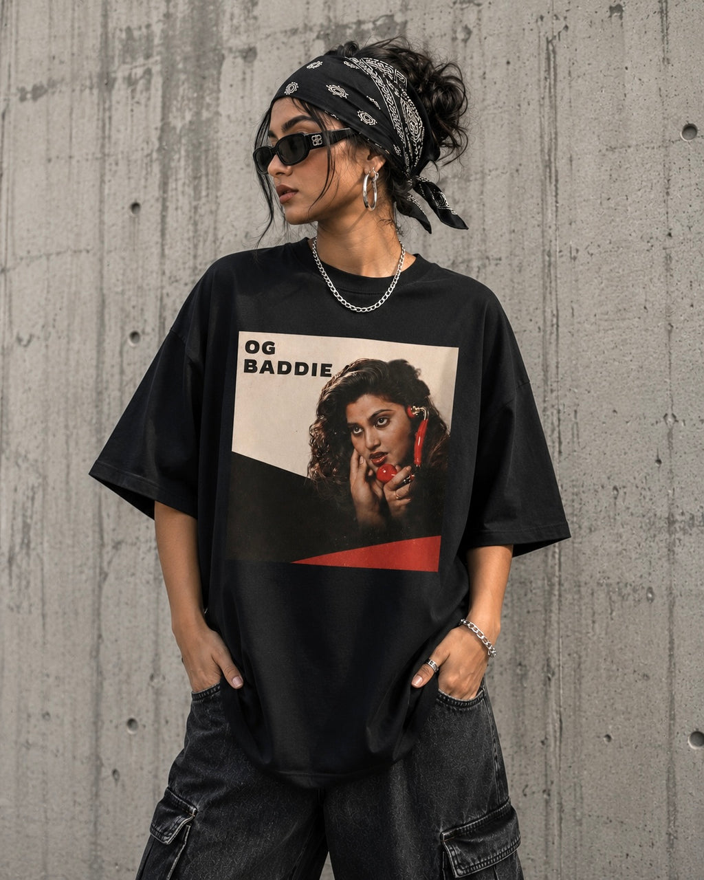 OG Baddie Oversized Boxy Tee — Retro Pinup Graphic T-Shirt