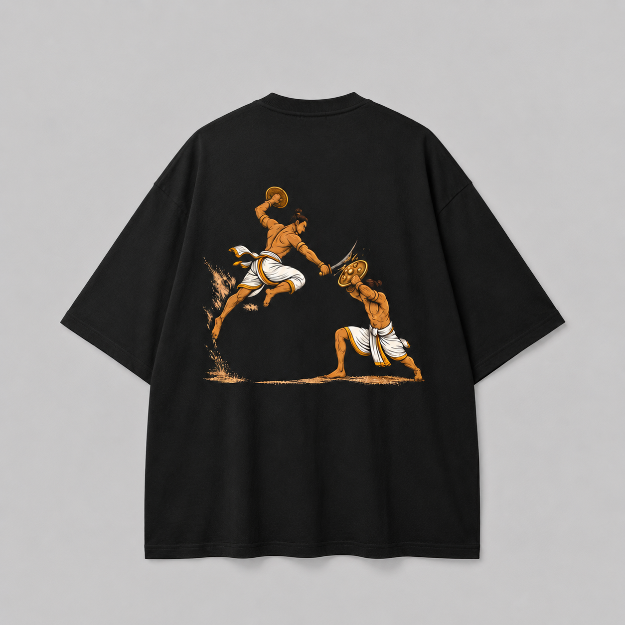 Kalari Tee — Vintage Swordsmen Graphic Oversized T‑Shirt